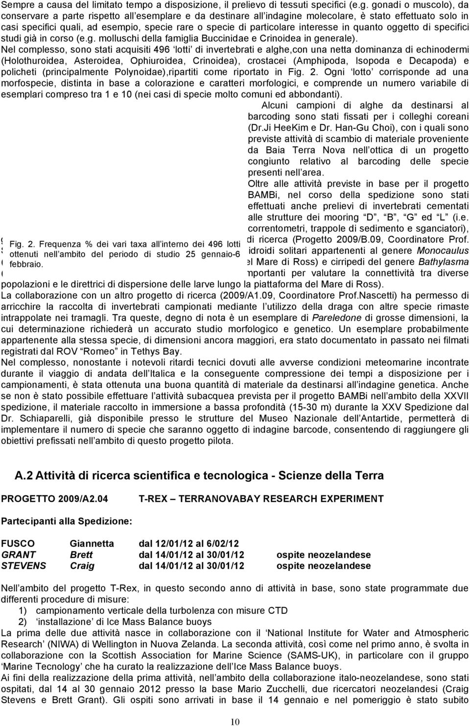 particolare interesse in quanto oggetto di specifici studi già in corso (e.g. molluschi della famiglia Buccinidae e Crinoidea in generale).