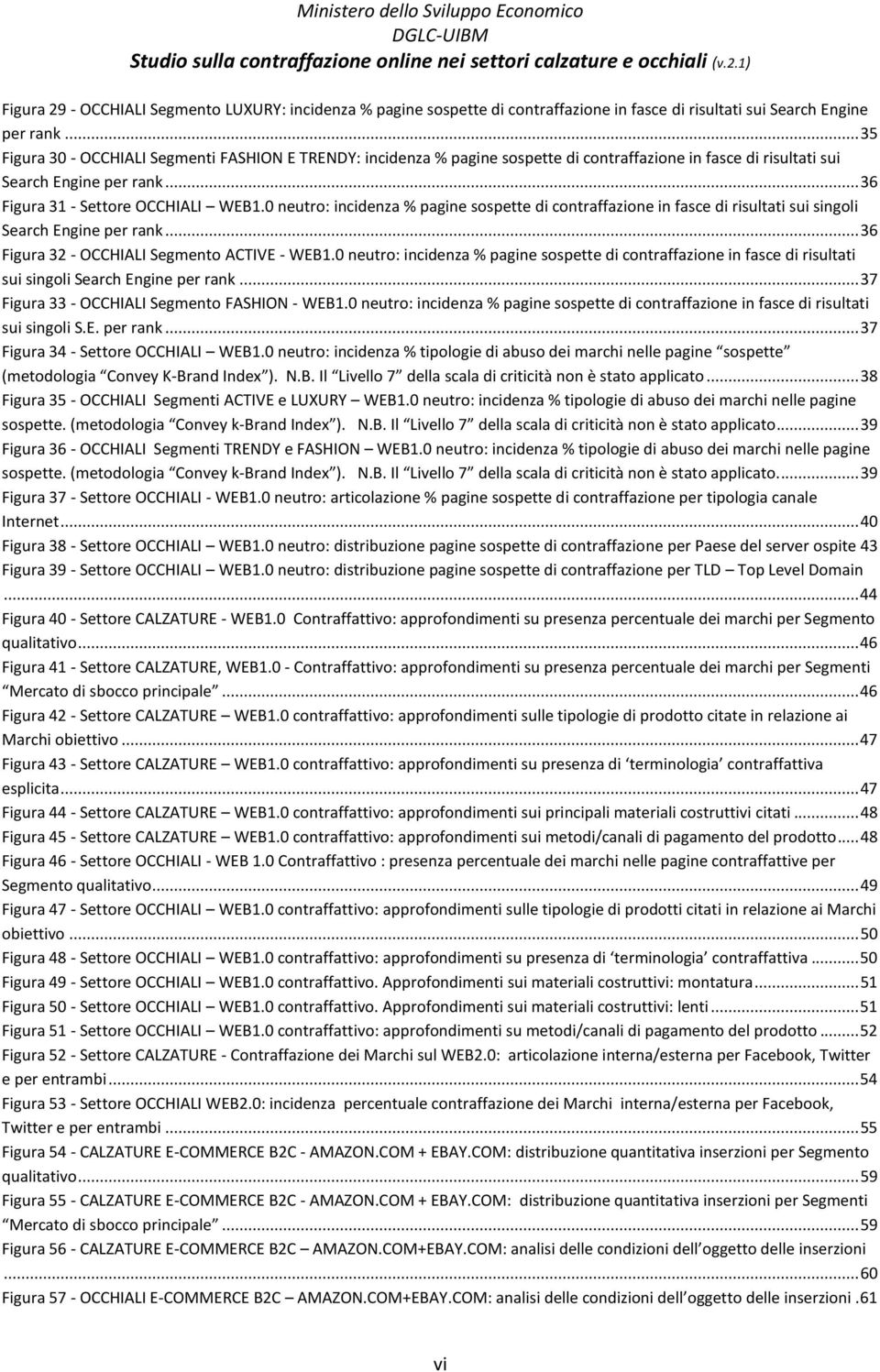 .. 35 Figura 30 - OCCHIALI Segmenti FASHION E TRENDY: incidenza % pagine sospette di contraffazione in fasce di risultati sui Search Engine per rank... 36 Figura 31 - Settore OCCHIALI WEB1.