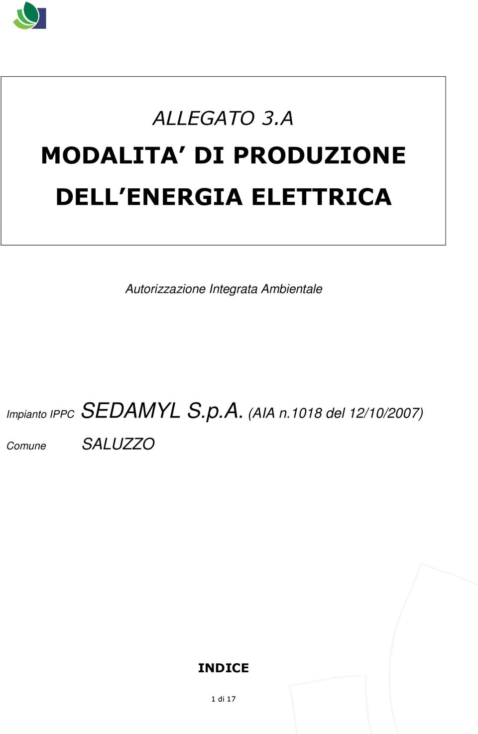 ELETTRICA Autorizzazione Integrata Ambientale