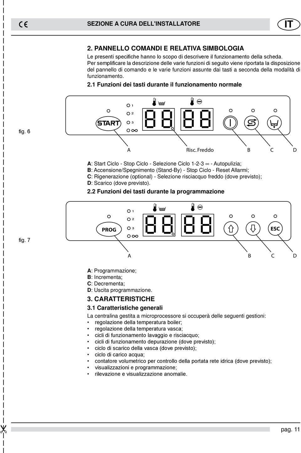 2.1 Funzioni dei tasti durante il funzionamento normale 1 2 3 fig. 6 A Risc.