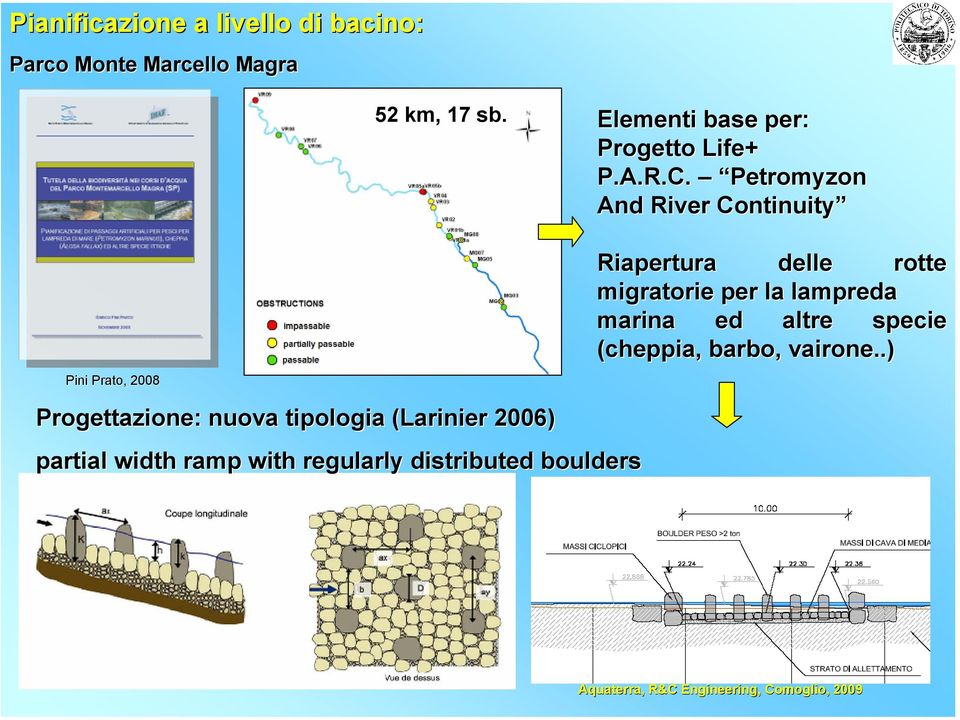 Petromyzon And River Continuity Pini Prato, 2008 Progettazione: nuova tipologia (Larinier( 2006) partial