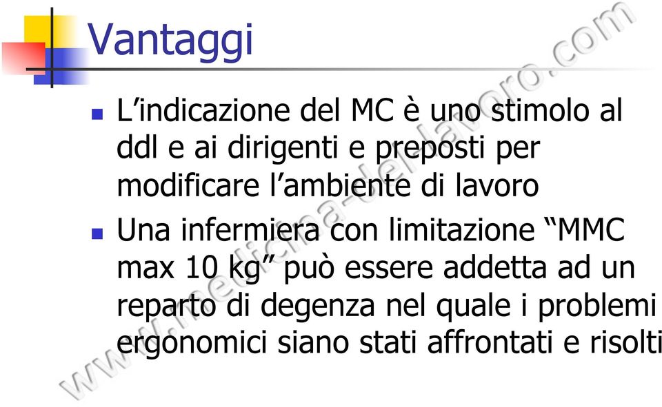 limitazione MMC max 10 kg può essere addetta ad un reparto di