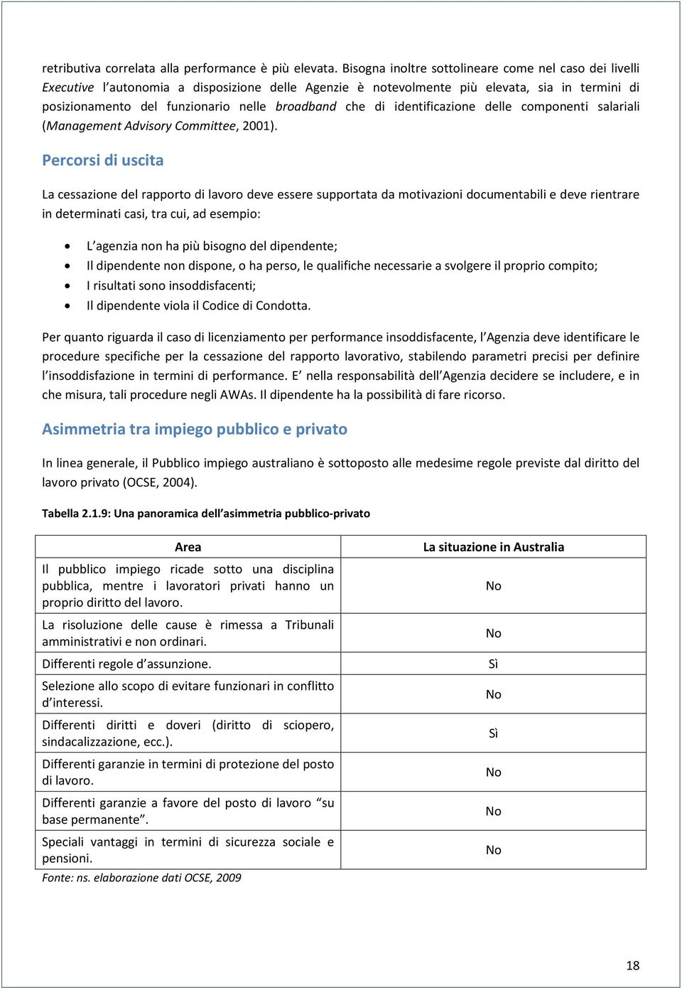 che di identificazione delle componenti salariali (Management Advisory Committee, 2001).