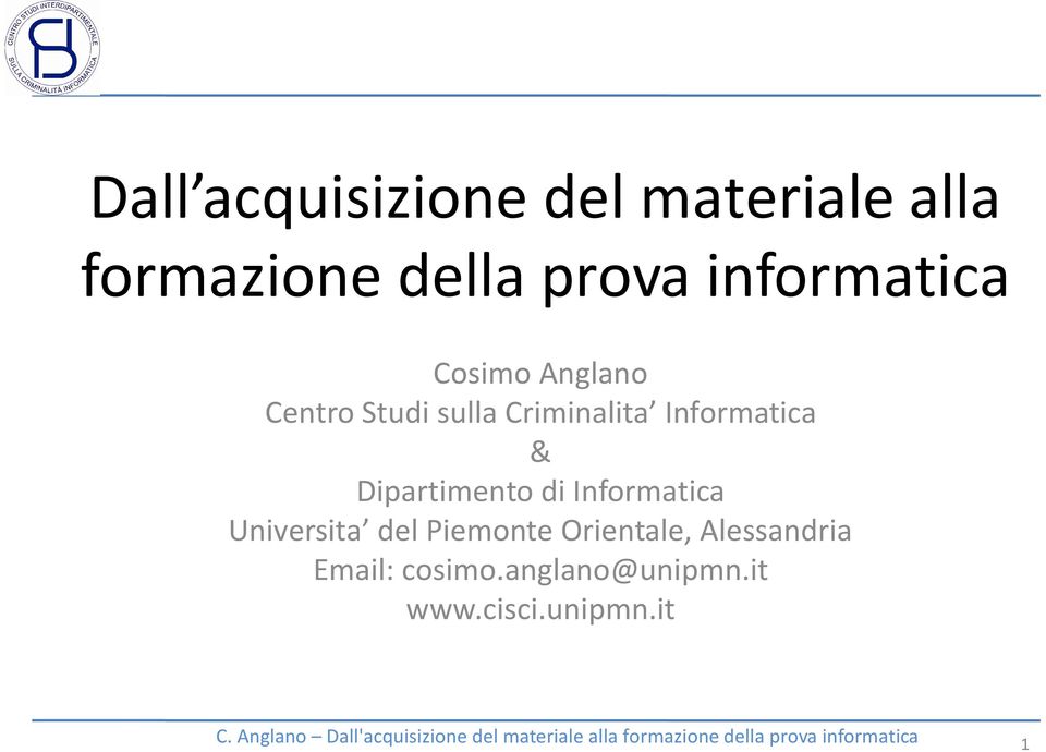 Informatica & Dipartimento di Informatica Universita del