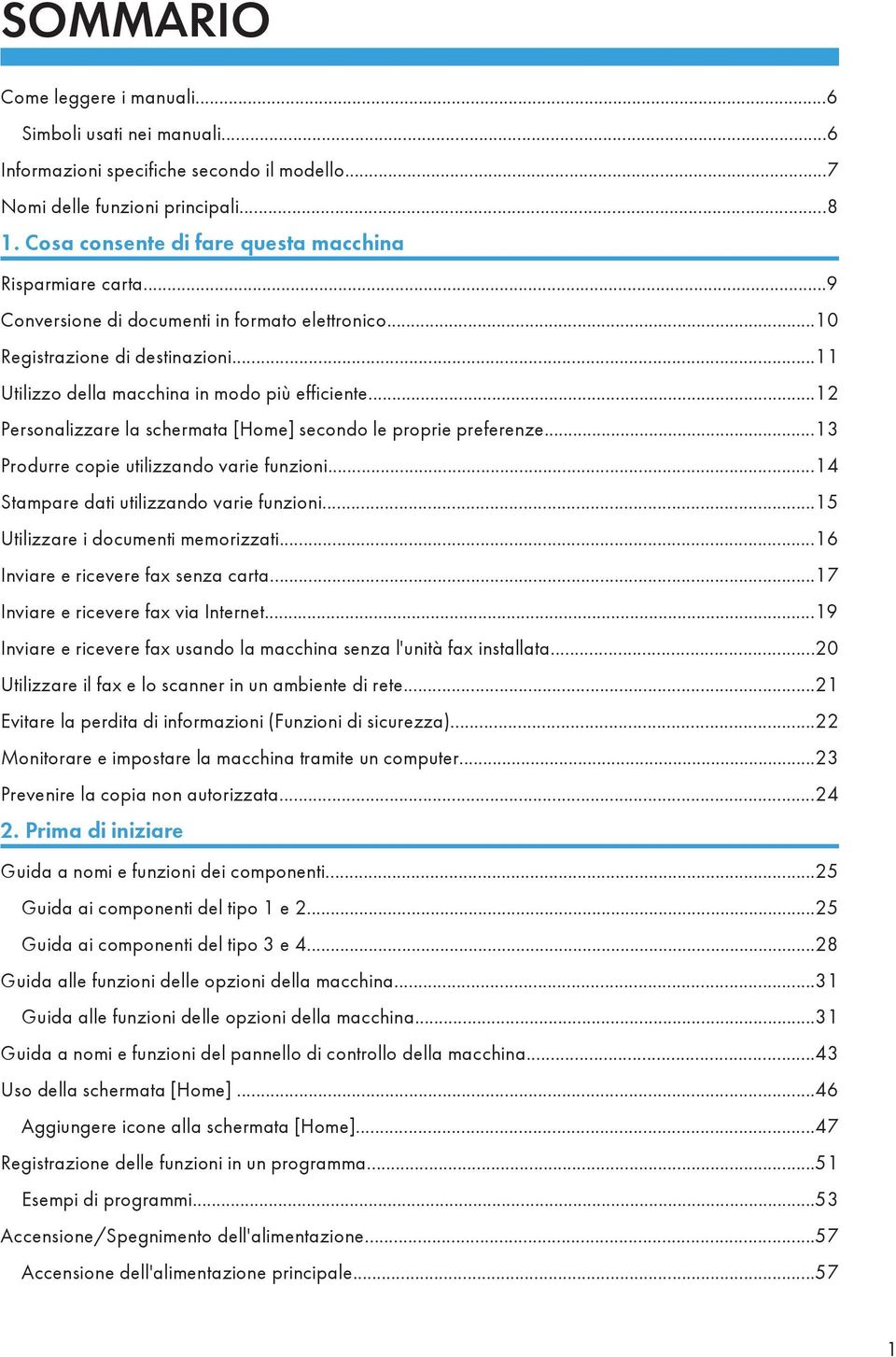 ..12 Personalizzare la schermata [Home] secondo le proprie preferenze...13 Produrre copie utilizzando varie funzioni...14 Stampare dati utilizzando varie funzioni.