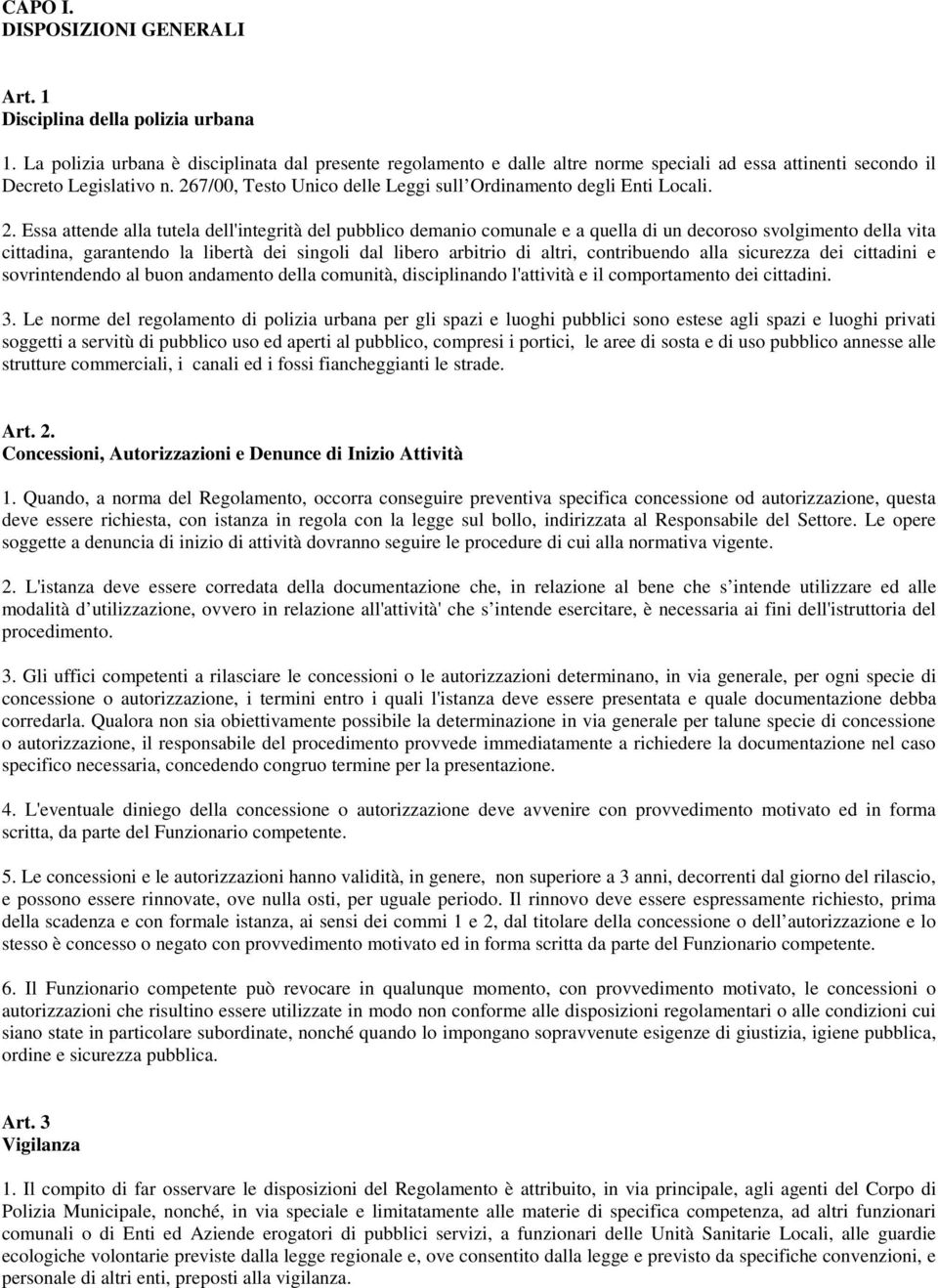 267/00, Testo Unico delle Leggi sull Ordinamento degli Enti Locali. 2.