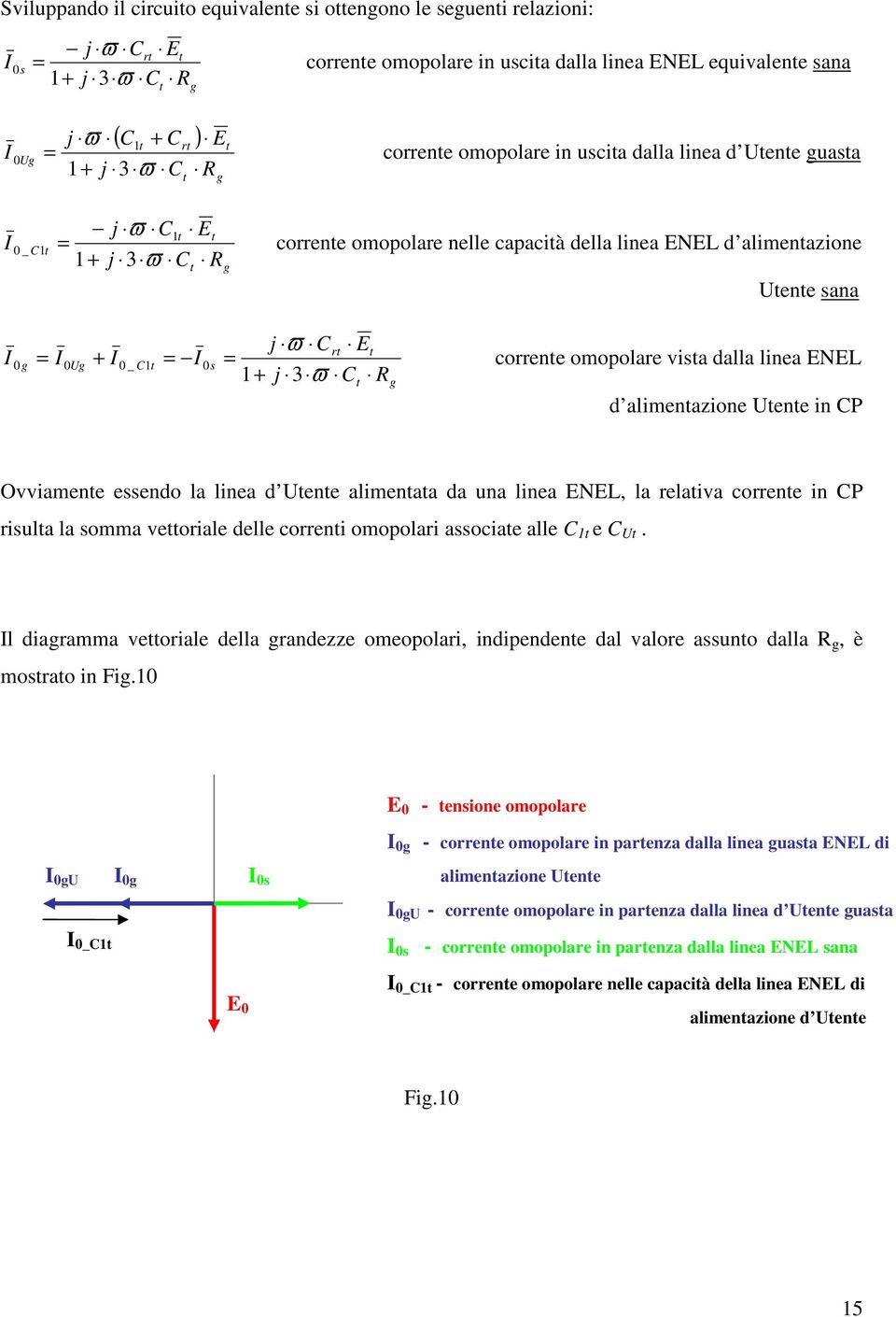 P Ovviamene essendo la linea d Uene alimenaa da una linea ENEL, la relaiva correne in P risula la somma veoriale delle correni omopolari associae alle e U.