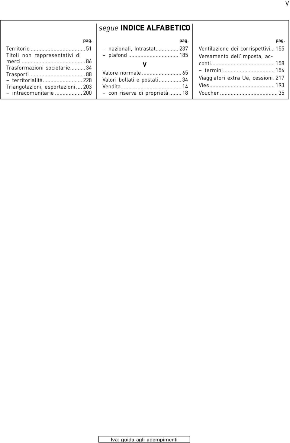 .. 34 V Trasporti... 88 Valore normale... 65 termini... 156 territorialità... 228 Valori bollati e postali.