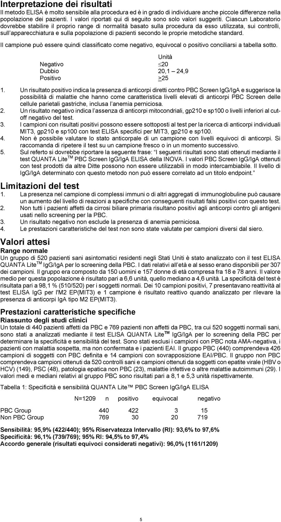 Ciascun Laboratorio dovrebbe stabilire il proprio range di normalità basato sulla procedura da esso utilizzata, sui controlli, sull apparecchiatura e sulla popolazione di pazienti secondo le proprie