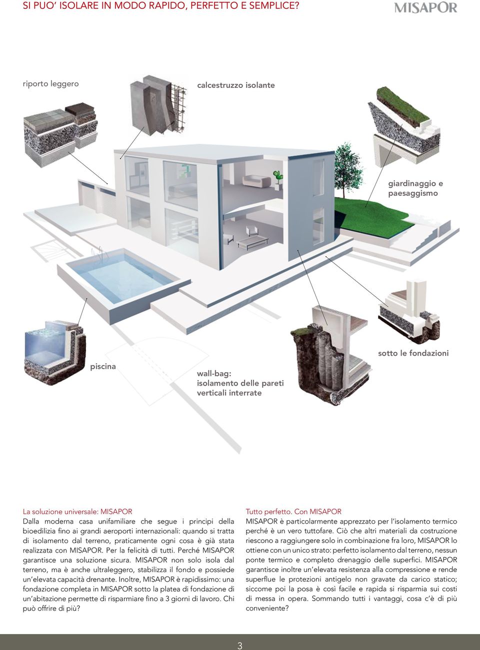 unifamiliare che segue i principi della bioedilizia fino ai grandi aeroporti internazionali: quando si tratta di isolamento dal terreno, praticamente ogni cosa è già stata realizzata con MISAPOR.