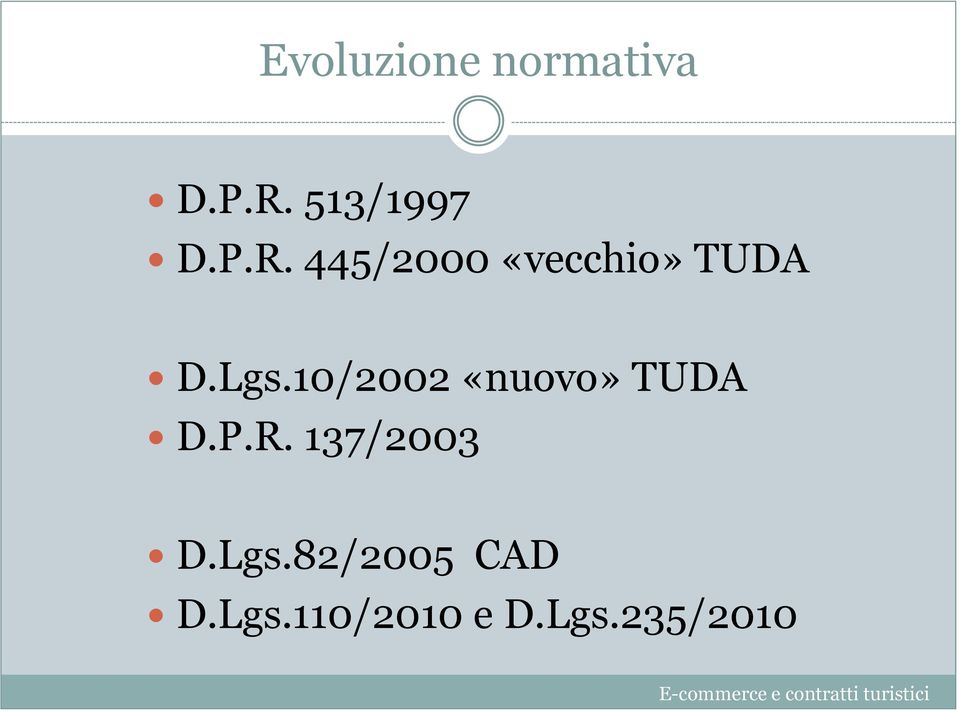 513/1997 D.P.R. 445/2000 «vecchio» TUDA D.Lgs.