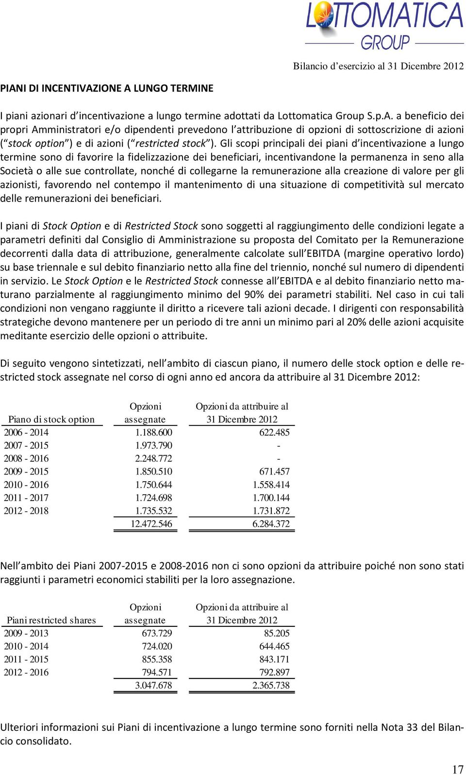 collegarne la remunerazione alla creazione di valore per gli azionisti, favorendo nel contempo il mantenimento di una situazione di competitività sul mercato delle remunerazioni dei beneficiari.