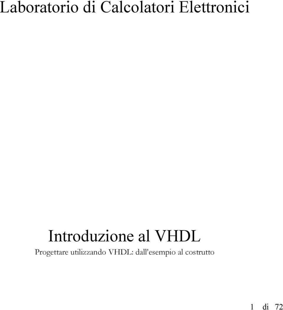 VHDL Progettare utilizzando