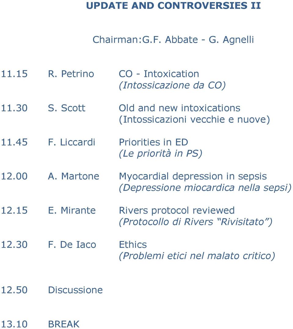 Liccardi Priorities in ED (Le priorità in PS) 12.00 A.