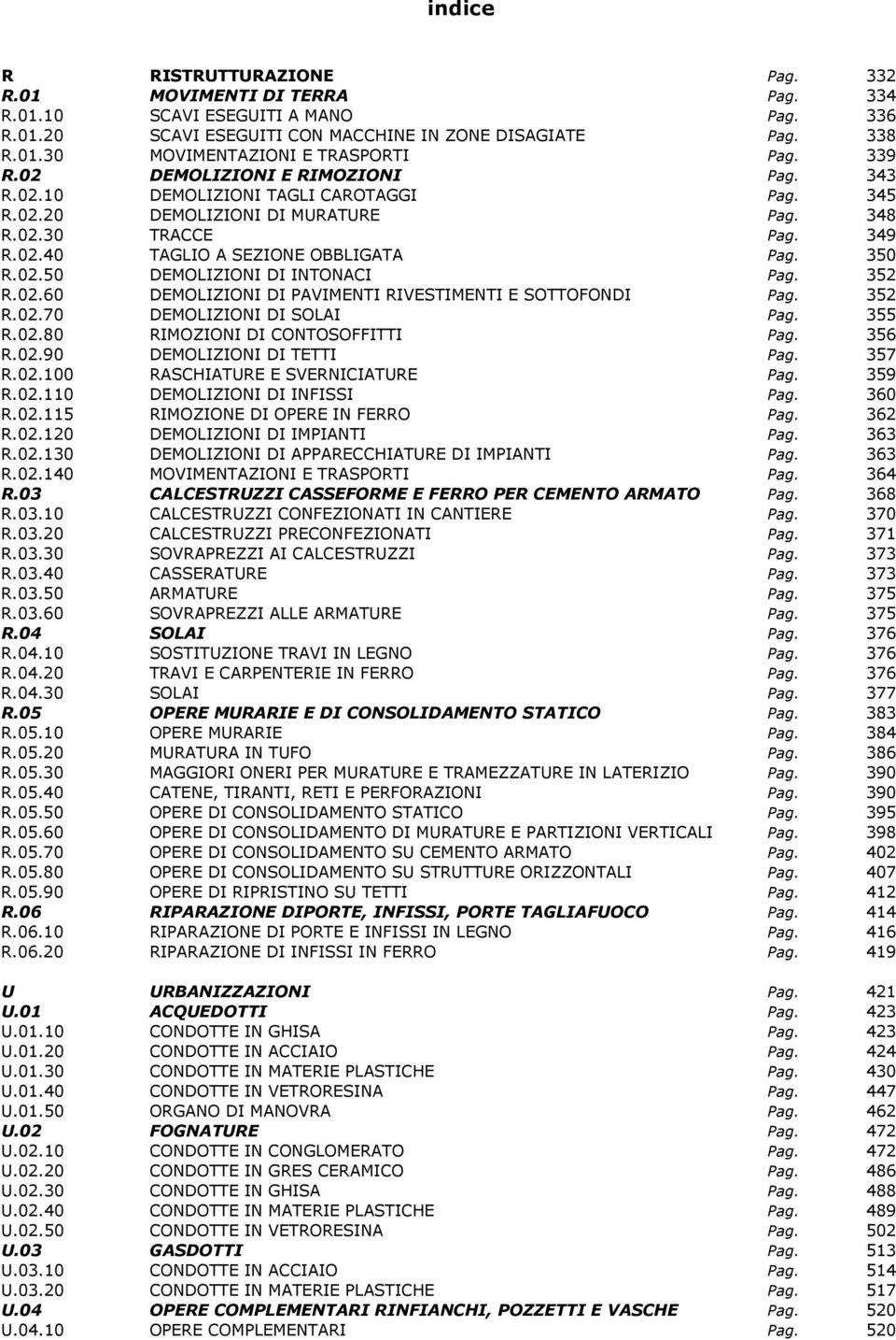 02.50 DEMOLIZIONI DI INTONACI Pag. 352 R.02.60 DEMOLIZIONI DI PAVIMENTI RIVESTIMENTI E SOTTOFONDI Pag. 352 R.02.70 DEMOLIZIONI DI SOLAI Pag. 355 R.02.80 RIMOZIONI DI CONTOSOFFITTI Pag. 356 R.02.90 DEMOLIZIONI DI TETTI Pag.