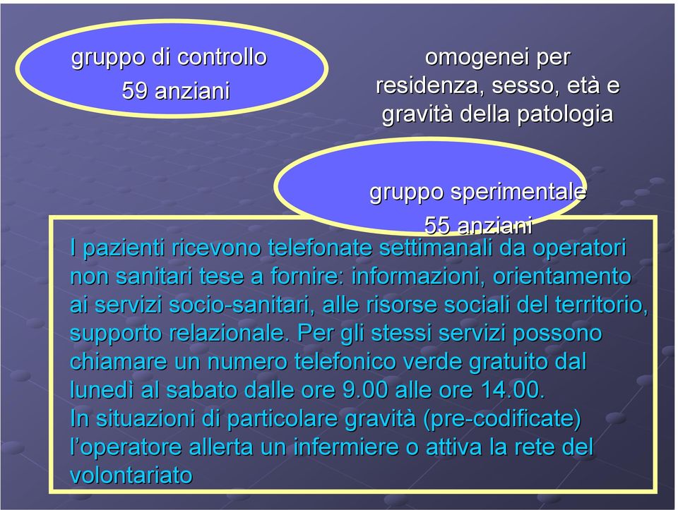 sociali del territorio, supporto relazionale.