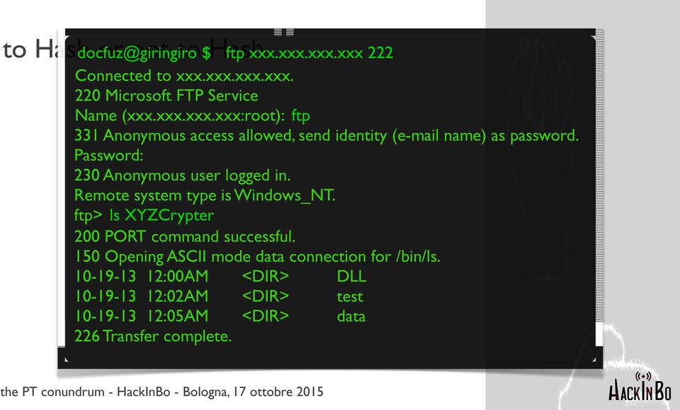 Password: 230 Anonymous user logged in. Remote system type is Windows_NT. ftp> ls XYZCrypter 200 PORT command successful.