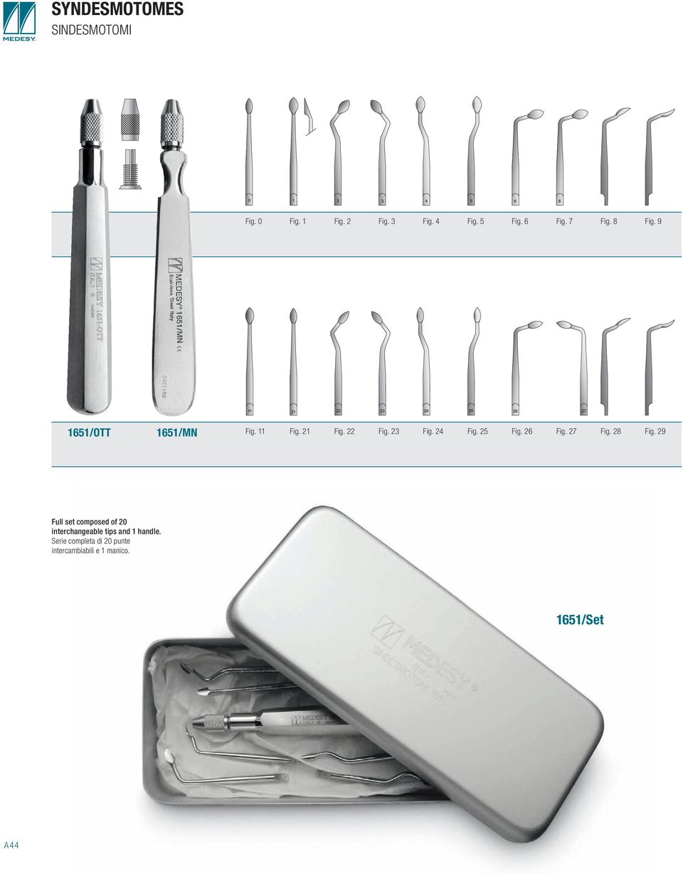 29 Full set composed of 20 interchangeable tips and 1 handle. Serie completa di 20 punte intercambiabili e 1 manico.