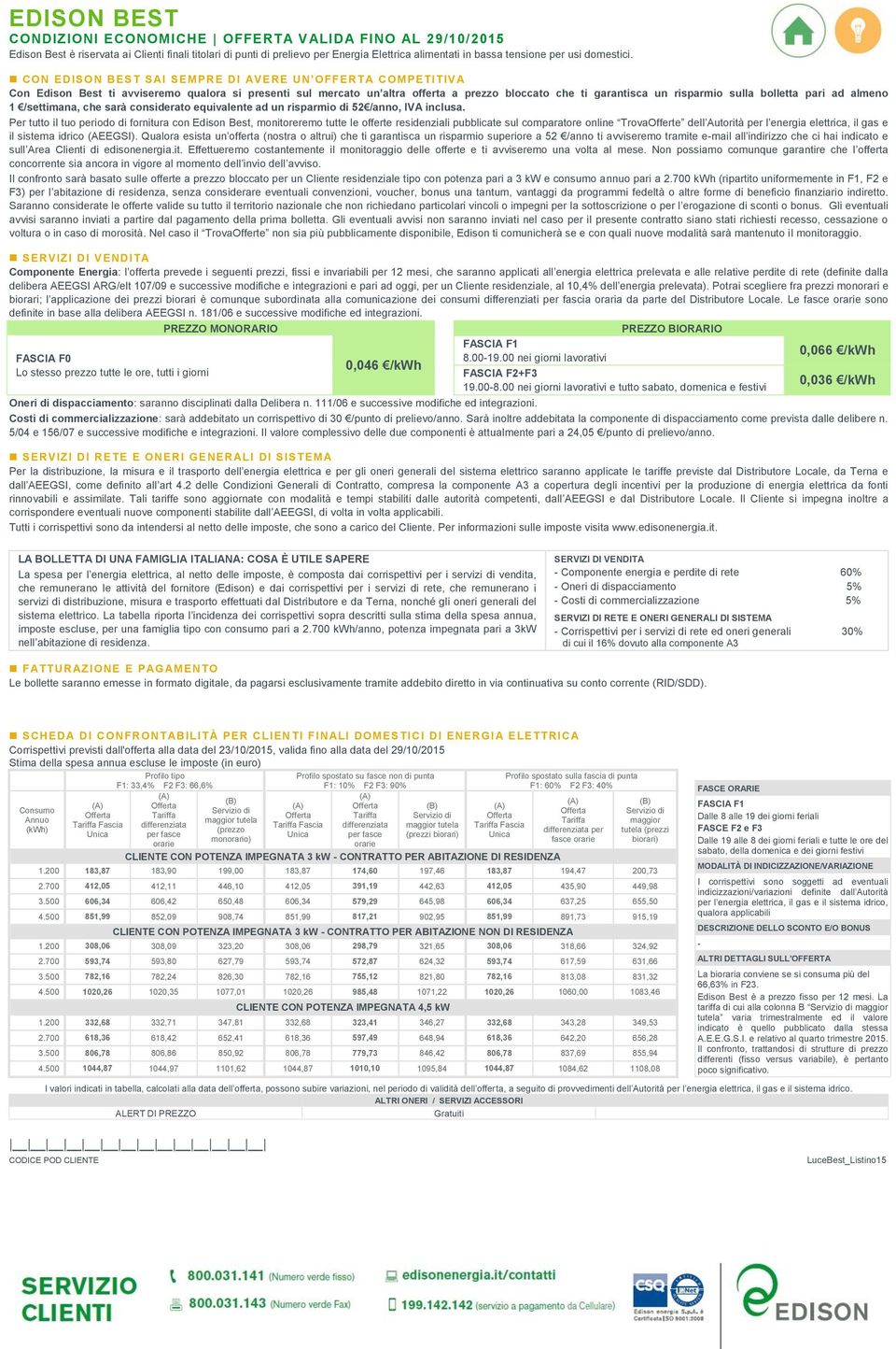 CON ED ISO N B ES T S AI S EM P RE D I AV E RE UN OFF ER T A C OM PE TI TIV A Con Edison Best ti avviseremo qualora si presenti sul mercato un altra offerta a prezzo bloccato che ti garantisca un