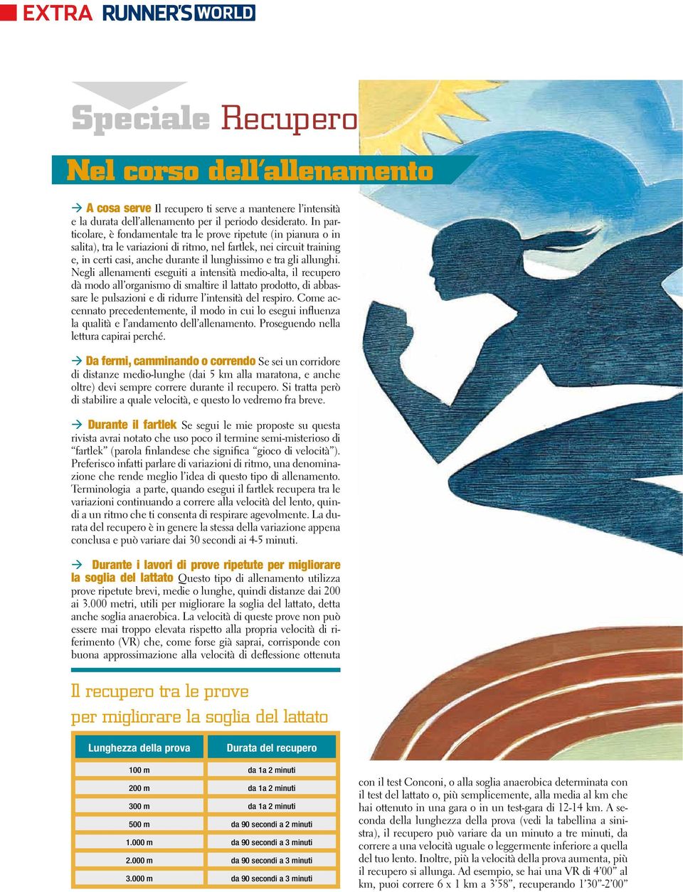 allunghi. Negli allenamenti eseguiti a intensità medio-alta, il recupero dà modo all organismo di smaltire il lattato prodotto, di abbassare le pulsazioni e di ridurre l intensità del respiro.