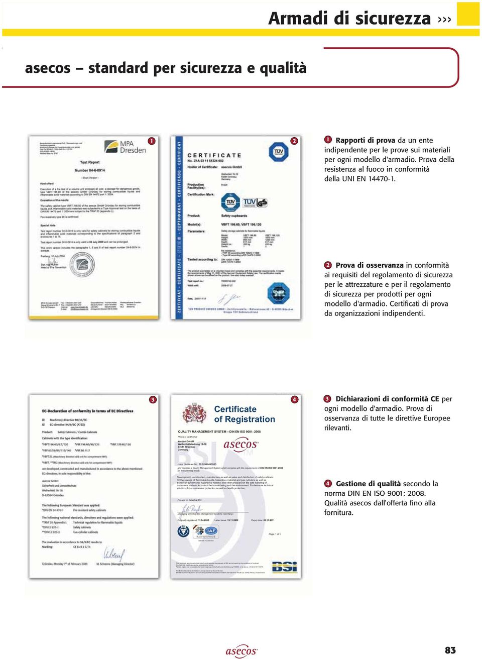 2 Prova di osservanza in conformità ai requisiti del regolamento di sicurezza per le attrezzature e per il regolamento di sicurezza per prodotti per ogni modello d'armadio.