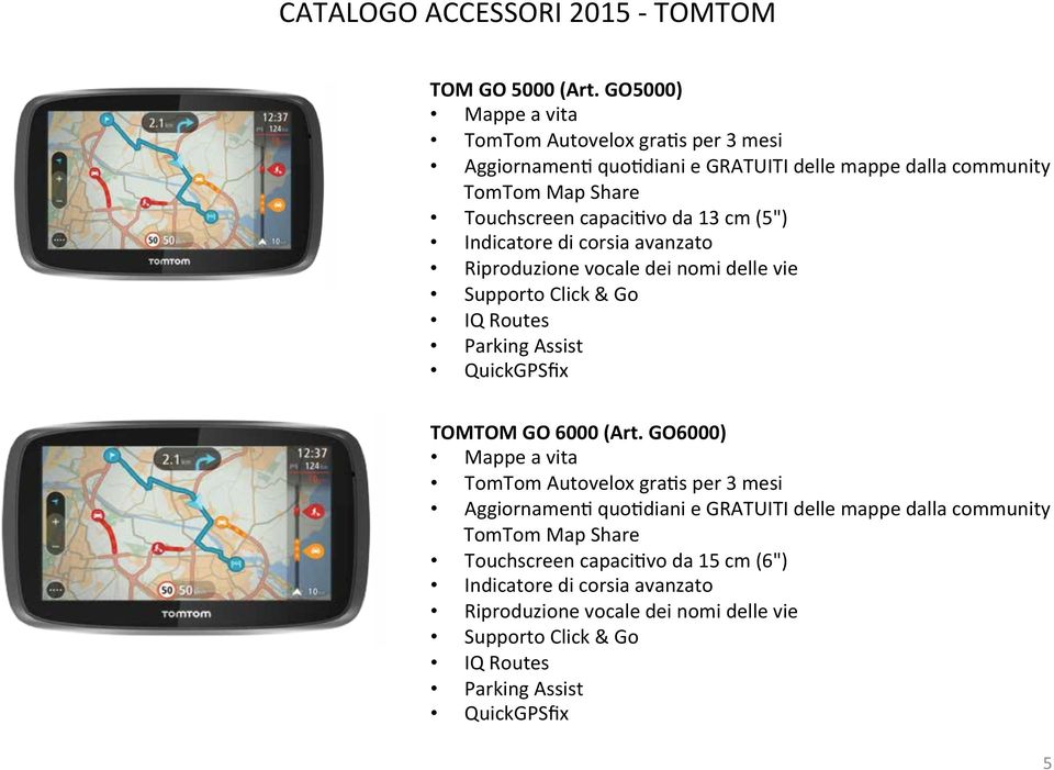 Indicatoredicorsiaavanzato Riproduzionevocaledeinomidellevie SupportoClick&Go IQRoutes ParkingAssist QuickGPSfix TOMTOM$GO$6000$(Art.