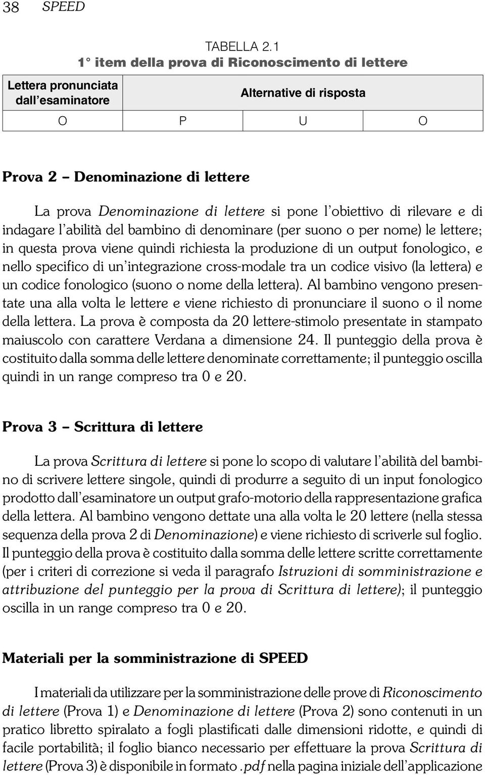 abilità del bambino di denominare (per suono o per nome) le lettere; in questa prova viene quindi richiesta la produzione di un output fonologico, e nello specifico di un integrazione cross-modale