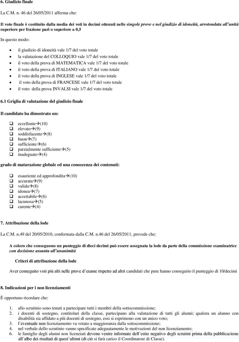 superiore a 0,5 In questo modo: il giudizio di idoneità vale 1/7 del voto totale la valutazione del COLLOQUIO vale 1/7 del voto totale il voto della prova di MATEMATICA vale 1/7 del voto totale il