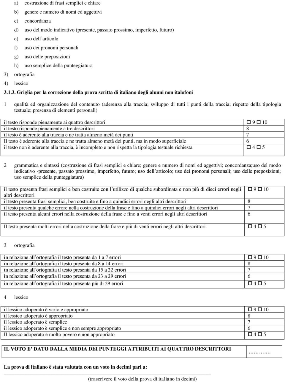 ortografia 4) lessico 3.