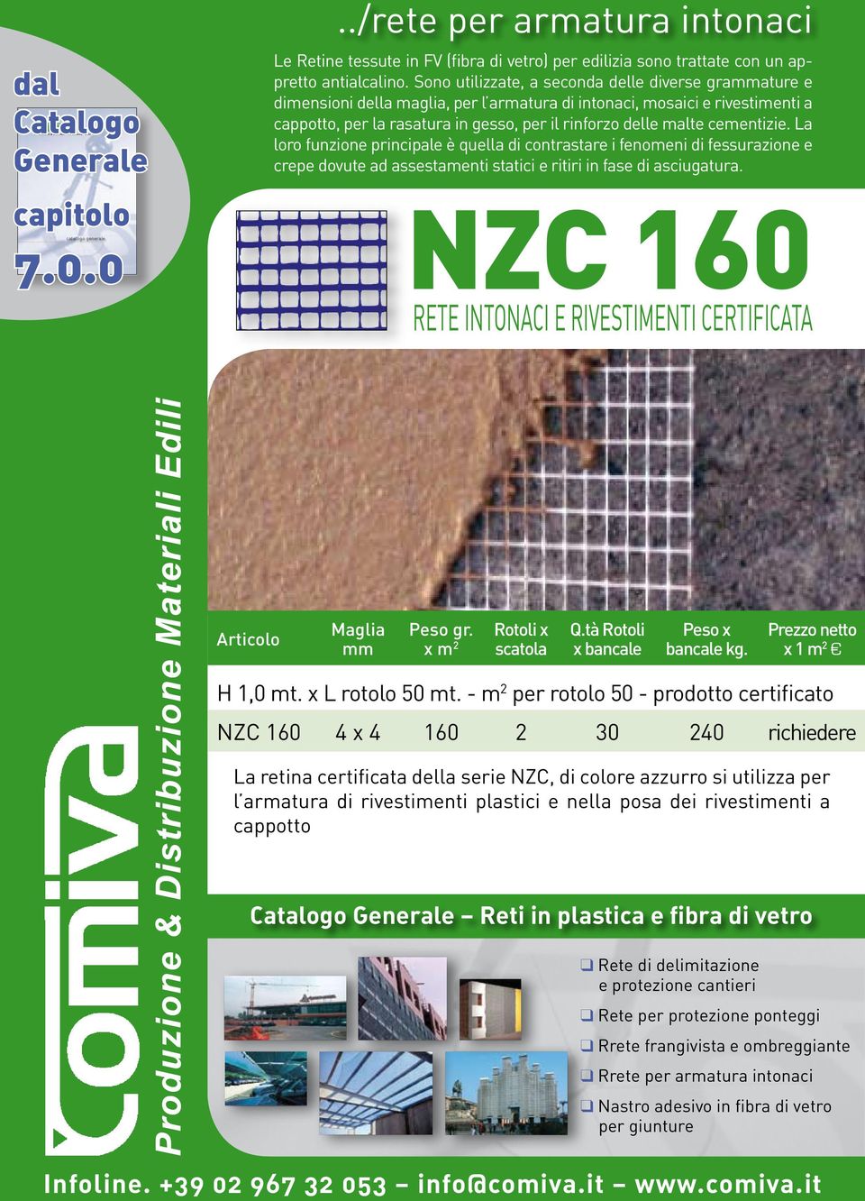 - m 2 per rotolo 50 - prodotto certificato NZC 160 4 x 4 160 2 30 240 richiedere La retina