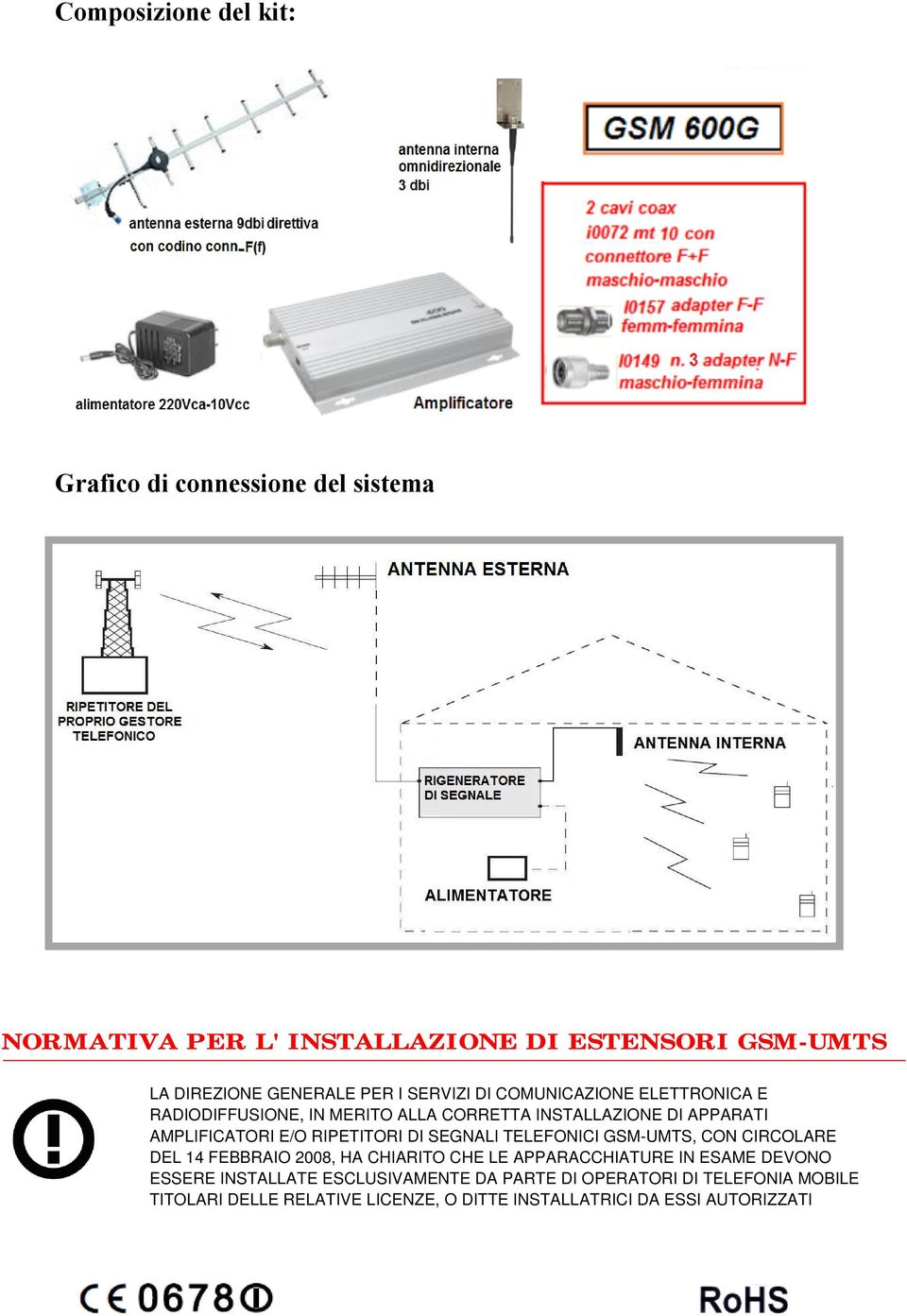 RIPETITORI DI SEGNALI TELEFONICI GSM-UMTS, CON CIRCOLARE DEL 14 FEBBRAIO 2008, HA CHIARITO CHE LE APPARACCHIATURE IN ESAME DEVONO