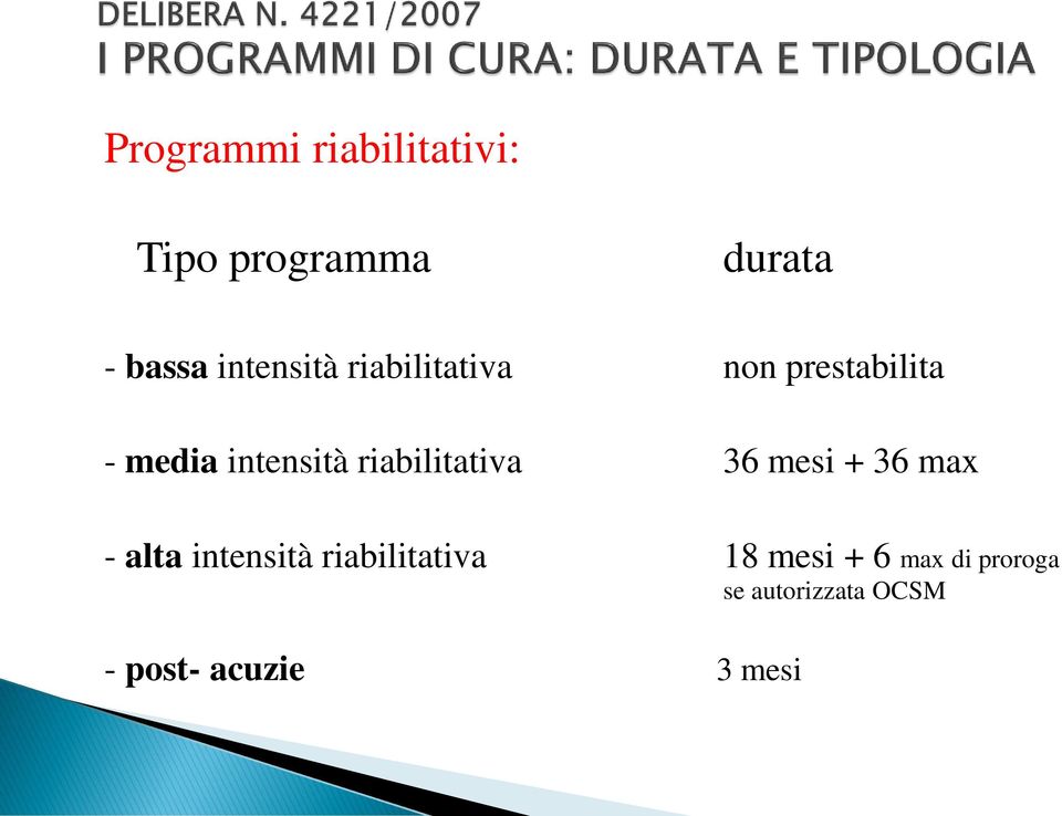 riabilitativa 36 mesi + 36 max - alta intensità