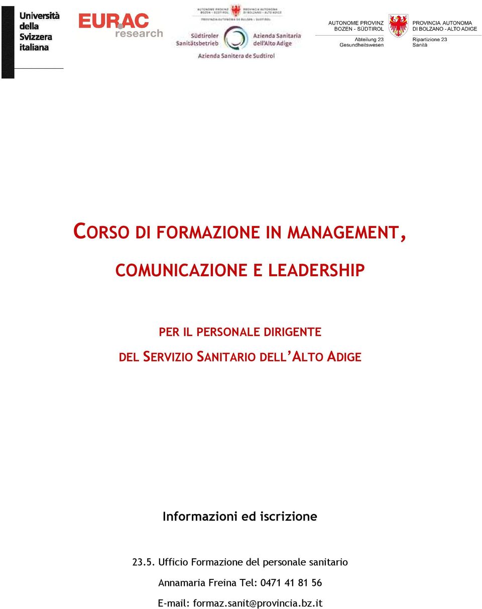 Informazioni ed iscrizione 23.5.