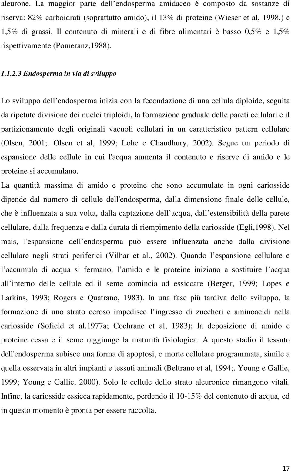 3 Endosperma in via di sviluppo Lo sviluppo dell endosperma inizia con la fecondazione di una cellula diploide, seguita da ripetute divisione dei nuclei triploidi, la formazione graduale delle pareti