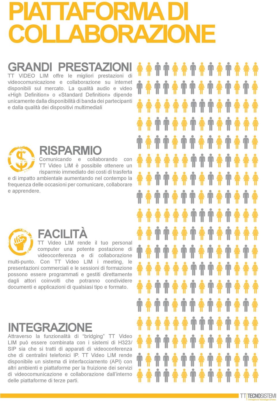 e collaborando con TT Video LIM è possibile ottenere un risparmio immediato dei costi di trasferta e di impatto ambientale aumentando nel contempo la frequenza delle occasioni per comunicare,