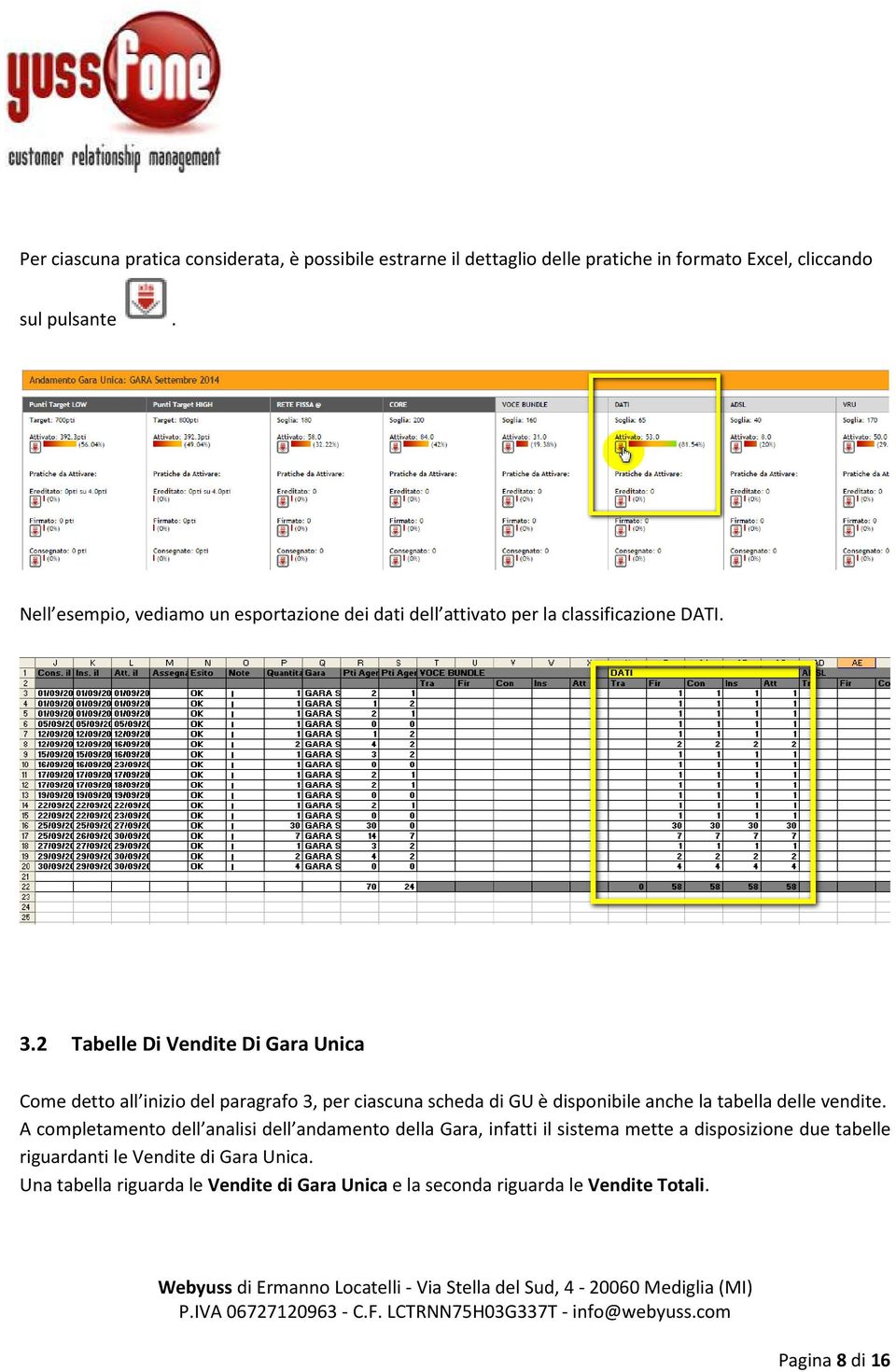 2 Tabelle Di Vendite Di Gara Unica Come detto all inizio del paragrafo 3, per ciascuna scheda di GU è disponibile anche la tabella delle vendite.