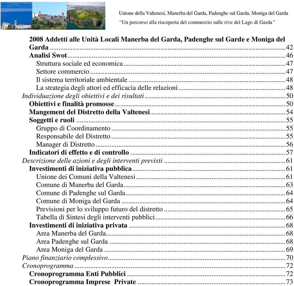 .. 50 Mangement del Distretto della Valtenesi... 54 Soggetti e ruoli... 55 Gruppo di Coordinamento... 55 Responsabile del Distretto... 55 Manager di Distretto... 56 Indicatori di effetto e di controllo.