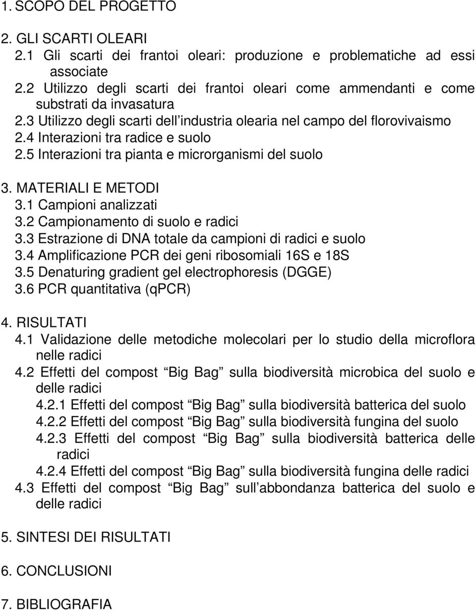 4 Interazioni tra radice e suolo 2.5 Interazioni tra pianta e microrganismi del suolo 3. MATERIALI E METODI 3.1 Campioni analizzati 3.2 Campionamento di suolo e radici 3.