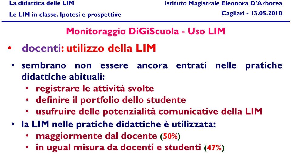 portfolio dello studente usufruire delle potenzialità comunicative della LIM la LIM nelle