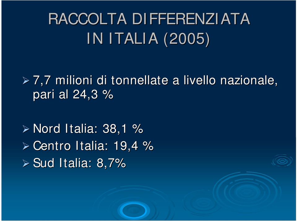 nazionale, pari al 24,3 % Nord Italia: