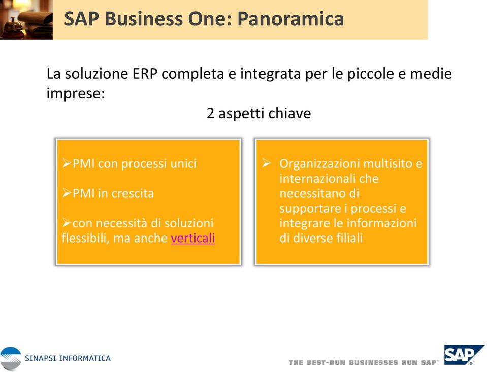 di soluzioni flessibili, ma anche verticali Organizzazioni multisito e internazionali