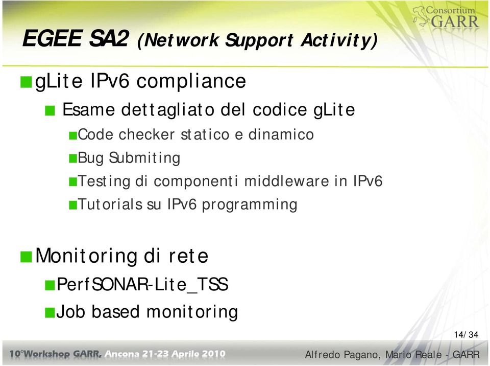 Submiting Testing di componenti middleware in IPv6 Tutorials su IPv6
