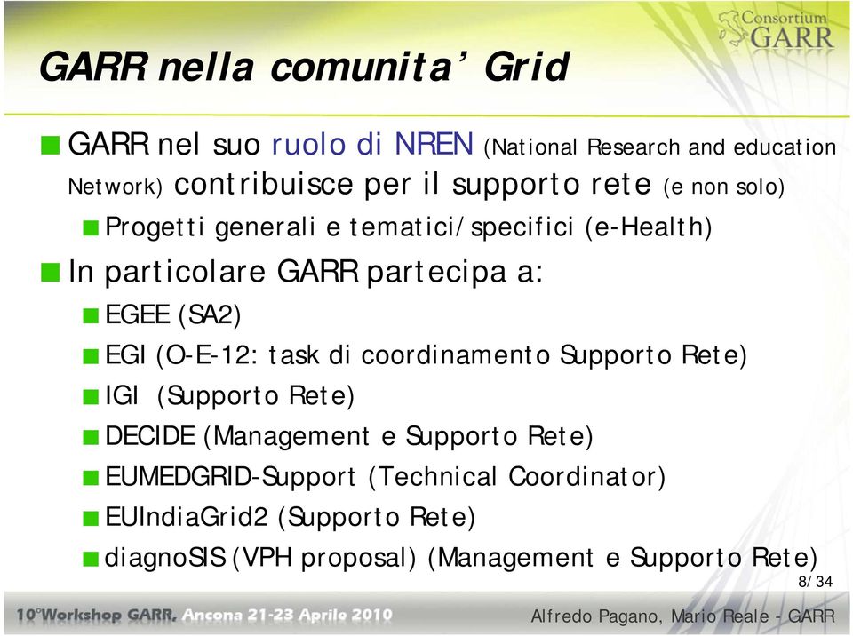 (SA2) EGI (O-E-12: task di coordinamento Supporto Rete) IGI (Supporto Rete) DECIDE (Management e Supporto Rete)