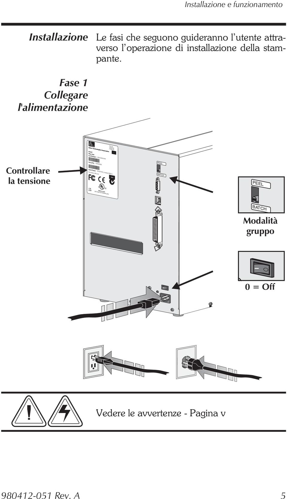 Date: Part Number: TLP 2746 02/01/01 EPL Input Power: 115VAC 6.3A 50/60Hz Controllare la tensione Serial No.