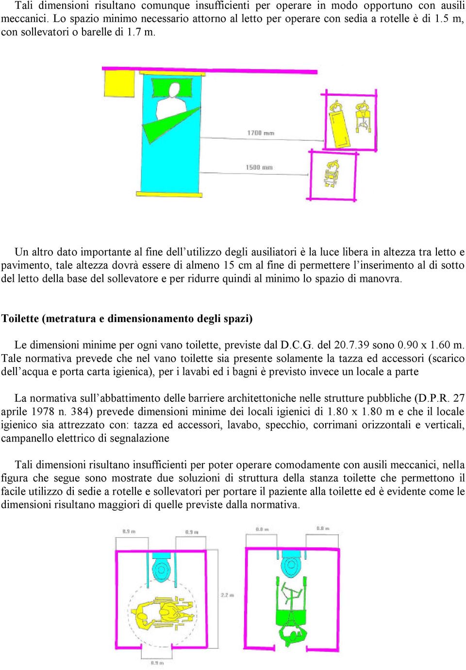 Un altro dato importante al fine dell utilizzo degli ausiliatori è la luce libera in altezza tra letto e pavimento, tale altezza dovrà essere di almeno 15 cm al fine di permettere l inserimento al di