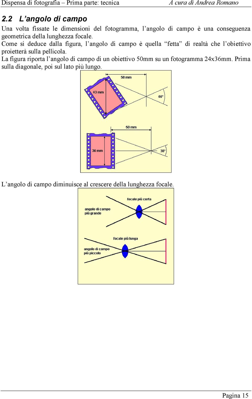 Come si deduce dalla figura, l angolo di campo è quella fetta di realtà che l obiettivo proietterà sulla pellicola.