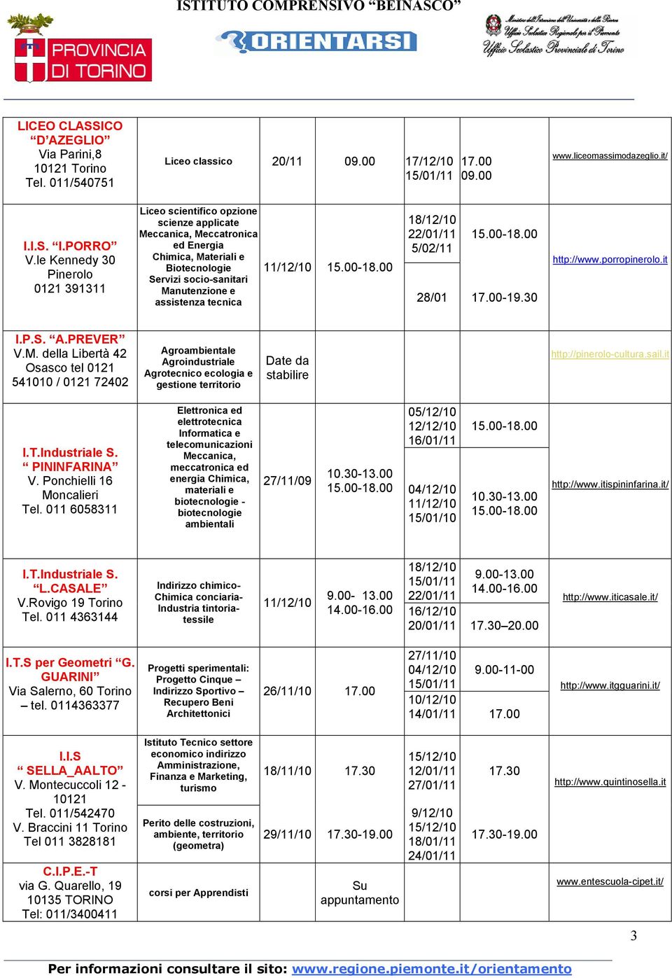 tecnica 5/02/11 28/01 17.00-19.30 http://www.porropinerolo.it I.P.S. A.PREVER V.M.