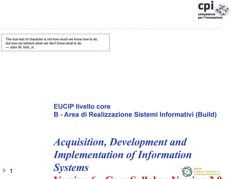 EUCIP livello core B - Area di Realizzazione Sistemi Informativi