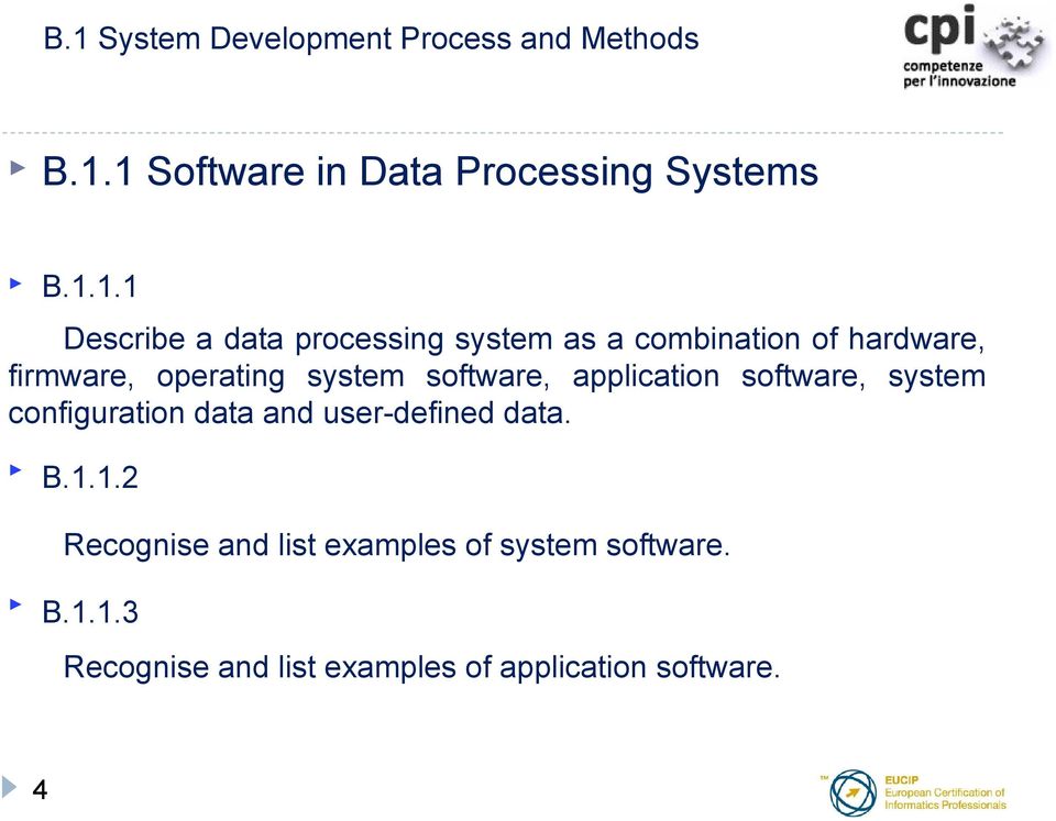 software, application software, system configuration data and user-defined data. B.1.