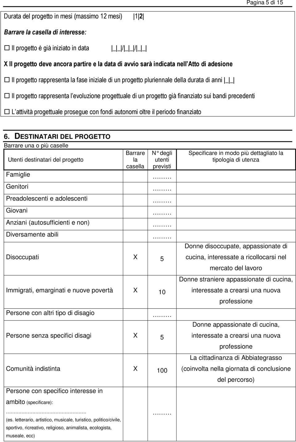 già finanziato sui bandi precedenti L attività progettuale prosegue con fondi autonomi oltre il periodo finanziato 6.